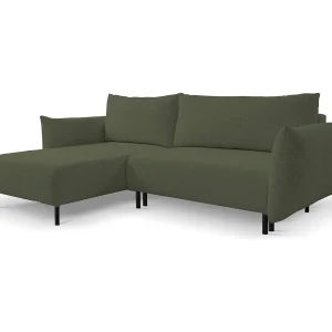 Hoekbank ADEL met slaapfunctie en opbergruimte – L-vorm, metalen poten, verstelbaar, 145×212 cm, 257x90x171 cm, GROEN