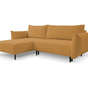 Hoekbank ADEL met slaapfunctie en opbergruimte – L-vorm, metalen poten, verstelbaar, 145×212 cm, 257x90x171 cm, GOUD Hoekbank ADEL met slaapfunctie en opbergruimte – L-vorm, metalen poten, verstelbaar, 145×212 cm, 257x90x171 cm, GOUD