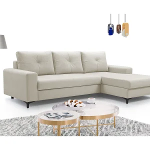 Hoekbank AVRA – Slaapfunctie, opbergruimte, rechterzijde, 251x165x85 cm, kleur: BEIGE Hoekbank AVRA – Slaapfunctie, opbergruimte, rechterzijde, 251x165x85 cm, kleur: BEIGE