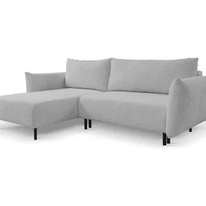 Hoekbank ADEL met slaapfunctie en opbergruimte – L-vorm, metalen poten, verstelbaar, 145×212 cm, 257x90x171 cm, GRIJS Hoekbank ADEL met slaapfunctie en opbergruimte – L-vorm, metalen poten, verstelbaar, 145×212 cm, 257x90x171 cm, GRIJS