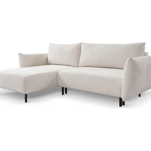 Hoekbank ADEL met slaapfunctie en opbergruimte – L-vorm, metalen poten, verstelbaar, 145×212 cm, 257x90x171 cm, KERST