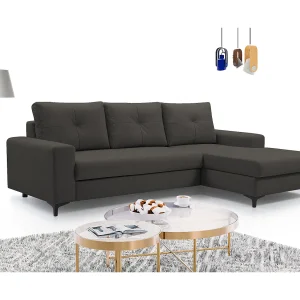 Hoekbank AVRA – Slaapfunctie, opbergruimte, rechterzijde, 251x165x85 cm, kleur: GRIJSGRAFIET Hoekbank AVRA – Slaapfunctie, opbergruimte, rechterzijde, 251x165x85 cm, kleur: GRIJSGRAFIET