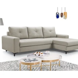 Hoekbank AVRA – Slaapfunctie, opbergruimte, rechterzijde, 251x165x85 cm, kleur: WIT Hoekbank AVRA – Slaapfunctie, opbergruimte, rechterzijde, 251x165x85 cm, kleur: WIT