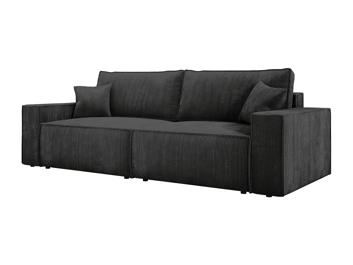 Hoekbank Kasjo met slaapfunctie, opbergruimte, zachte stof, flexibel, rechterkant, 245x90x83 cm, kleur: Zwart