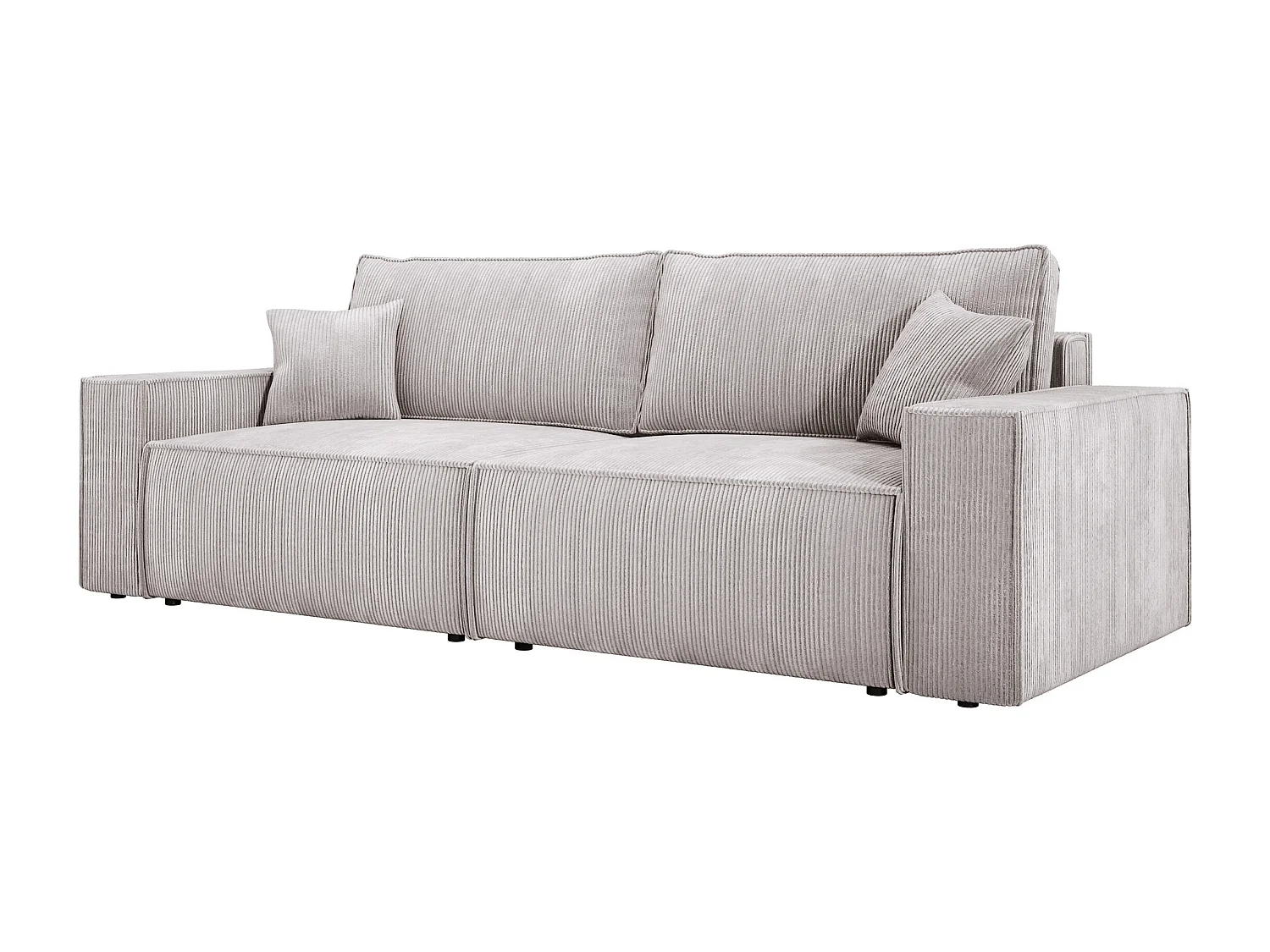 Hoekbank Kasjo met slaapfunctie, opbergruimte, zachte stof, flexibel, linkerkant, 245x90x83 cm, kleur: Beige