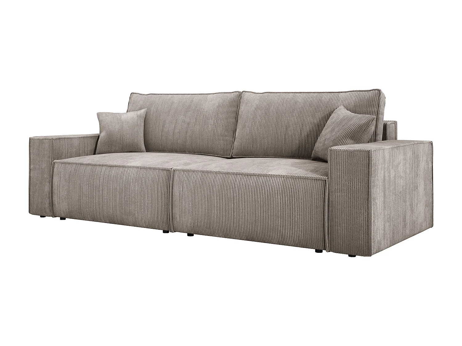 Hoekbank Kasjo met slaapfunctie, opbergruimte, zachte stof, flexibel, rechterkant, 245x90x83 cm, kleur: Cappuccino