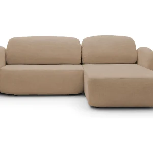 Hoekbank OLIO L-Form met Bed 138x210cm Lade en Verwijderbare Kussens – Rechts 248x174x86cm CAPPUCCINO