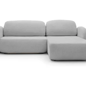 Hoekbank OLIO L-Form met Bed 138x210cm Lade en Verwijderbare Kussens – Rechts 248x174x86cm GRIJS
