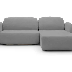 Hoekbank OLIO L-Form met Bed 138x210cm Lade en Verwijderbare Kussens – Rechts 248x174x86cm DONKERZILVER