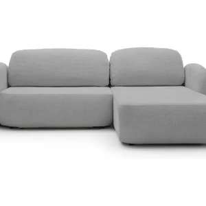 Hoekbank OLIO L-Form met Bed 138x210cm Lade en Verwijderbare Kussens – Rechts 248x174x86cm LICHTZILVER