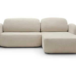 Hoekbank OLIO L-Form met Bed 138x210cm Lade en Verwijderbare Kussens – Rechts 248x174x86cm BEIGE