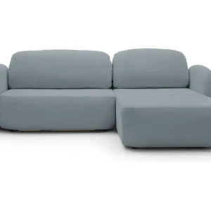 Hoekbank OLIO L-Form met Bed 138x210cm Lade en Verwijderbare Kussens – Rechts 248x174x86cm DONKERGRIJS