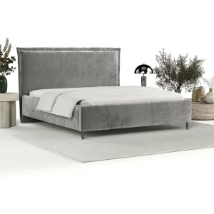 Gestoffeerd bed Cape Cod – 160 x 200 cm – chenillestof – grijs
