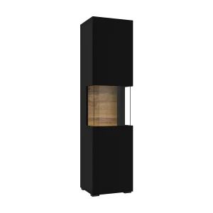 Glora 1-deurs vitrinekast, Zwart en Hout Glora 1-deurs vitrinekast, Zwart en Hout