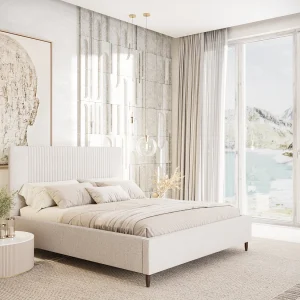 Gestoffeerd bed Etero – 180 x 200 cm – geweven stof – crème