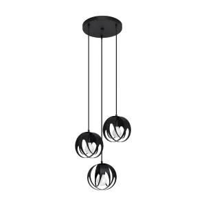 Hanglamp TULOS modern van – 3 lichtbronnen – L.30 x H.117 cm – zwart Hanglamp TULOS modern van – 3 lichtbronnen – L.30 x H.117 cm – zwart