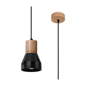 Hanglamp QUBIC modern van – 1 lichtbronnen – L.10 x H.120 cm – zwart/natuurlijk hout Hanglamp QUBIC modern van – 1 lichtbronnen – L.10 x H.120 cm – zwart/natuurlijk hout