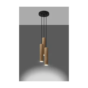 Hanglamp LINO Scandinavisch van – 3 lichtbronnen – L.20 x H.100 cm – natuurlijk hout Hanglamp LINO Scandinavisch van – 3 lichtbronnen – L.20 x H.100 cm – natuurlijk hout