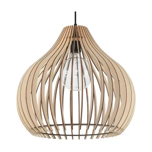 Hanglamp APRILLA Scandinavisch van  – 1 lichtbronnen – L.40 x H.110 cm – natuurlijk hout