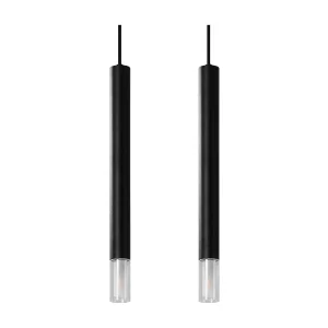 Hanglamp WEZYR modern van – 2 lichtbronnen – L.30 x H.120 cm – zwart Hanglamp WEZYR modern van – 2 lichtbronnen – L.30 x H.120 cm – zwart