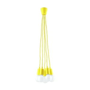 Hanglamp DIEGO modern van – 5 lichtbronnen – L.25 x H.90 cm – geel Hanglamp DIEGO modern van – 5 lichtbronnen – L.25 x H.90 cm – geel