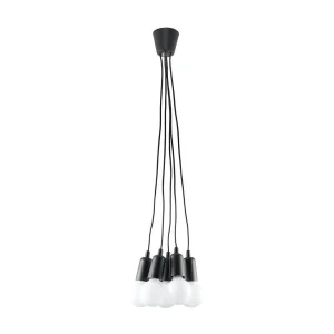 Hanglamp DIEGO modern van – 5 lichtbronnen – L.25 x H.90 cm – zwart Hanglamp DIEGO modern van – 5 lichtbronnen – L.25 x H.90 cm – zwart