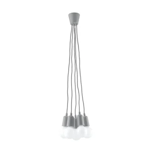 Hanglamp DIEGO modern van – 5 lichtbronnen – L.25 x H.90 cm – grijs Hanglamp DIEGO modern van – 5 lichtbronnen – L.25 x H.90 cm – grijs