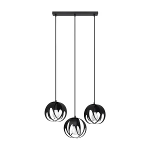 Hanglamp TULOS modern van – 3 lichtbronnen – L.50 x H.117 cm – zwart Hanglamp TULOS modern van – 3 lichtbronnen – L.50 x H.117 cm – zwart