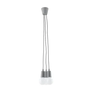 Hanglamp DIEGO modern van – 3 lichtbronnen – L.15 x H.90 cm – grijs Hanglamp DIEGO modern van – 3 lichtbronnen – L.15 x H.90 cm – grijs