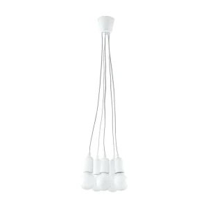 Hanglamp DIEGO modern van – 5 lichtbronnen – L.25 x H.90 cm – wit Hanglamp DIEGO modern van – 5 lichtbronnen – L.25 x H.90 cm – wit