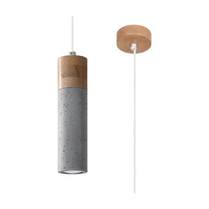 Hanglamp ZANE industrieel van – 1 lichtbronnen – L.10 x H.120 cm – grijs/natuurlijk hout Hanglamp ZANE industrieel van – 1 lichtbronnen – L.10 x H.120 cm – grijs/natuurlijk hout