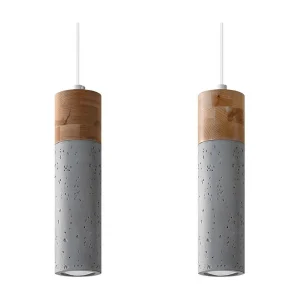Hanglamp ZANE industrieel van – 2 lichtbronnen – L.30 x H.120 cm – grijs/natuurlijk hout Hanglamp ZANE industrieel van – 2 lichtbronnen – L.30 x H.120 cm – grijs/natuurlijk hout