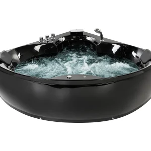 Hoekbad whirlpool LED zwart 205 x 150 cm SENADO Hoekbad whirlpool LED zwart 205 x 150 cm SENADO