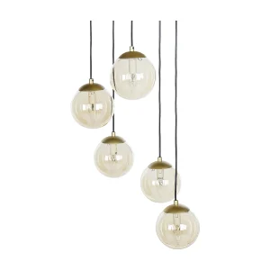 Hanglamp 5 lampen goud NOEL