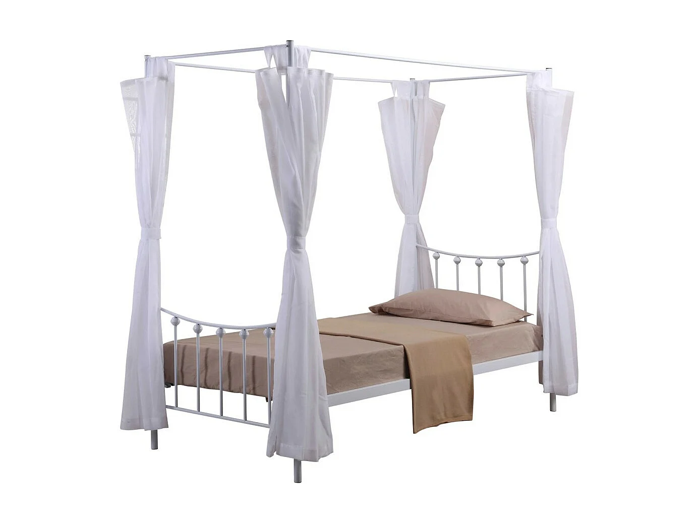 Hemelbed 90 x 200 cm in metaal, collectie AMORE, kleur wit – 208 x 190 x 96 cm