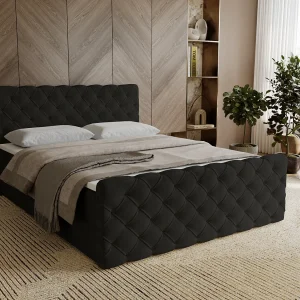 Gestoffeerd bed 140×200 Portofino – bed met opbergruimte, geïntegreerde veringmatras – Tweepersoonsbed zwart (Elegance 21) Gestoffeerd bed 140×200 Portofino – bed met opbergruimte, geïntegreerde veringmatras – Tweepersoonsbed zwart (Elegance 21)