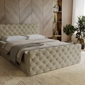 Gestoffeerd bed 140×200 Portofino – bed met opbergruimte, geïntegreerde veringmatras – Tweepersoonsbed beige (Elegance 5) Gestoffeerd bed 140×200 Portofino – bed met opbergruimte, geïntegreerde veringmatras – Tweepersoonsbed beige (Elegance 5)
