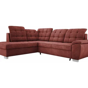 Hoekbank LOTTA, 258x212cm, met slaapfunctie en hoogwaardige bekleding – ideaal voor kleine en grote ruimtes, links, BOURGOGNE