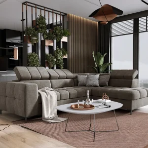 Hoekbank PABLOS met verstelbare hoofdsteun 279x201cm | Slapen & Opbergen, Taupe Vogue, Rechts Hoekbank PABLOS met verstelbare hoofdsteun 279x201cm | Slapen & Opbergen, Taupe Vogue, Rechts