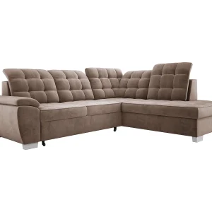 Hoekbank LOTTA, 186×125 cm, relax, onderhoudsvriendelijk fluweel, 258×212 cm, rechterhoek, CAPPUCINO