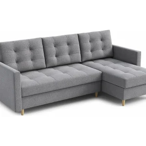 Hoekbank DIVO met slaapfunctie, 224×103 cm, elegant design, hoogwaardige materialen, kleur grijs, rechts Hoekbank DIVO met slaapfunctie, 224×103 cm, elegant design, hoogwaardige materialen, kleur grijs, rechts