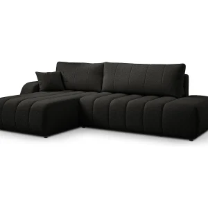 Hoekbank met slaapfunctie BALOO – Modern design, hoge functionaliteit, comfortabele zitting, duurzame materialen, kleur zwart, links