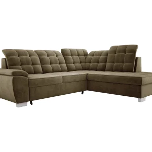 Hoekbank LOTTA in stof SALVADOR, familiebank, praktische opbergbox, hoogwaardige afwerking, 258×212 cm, rechte hoek, GROEN