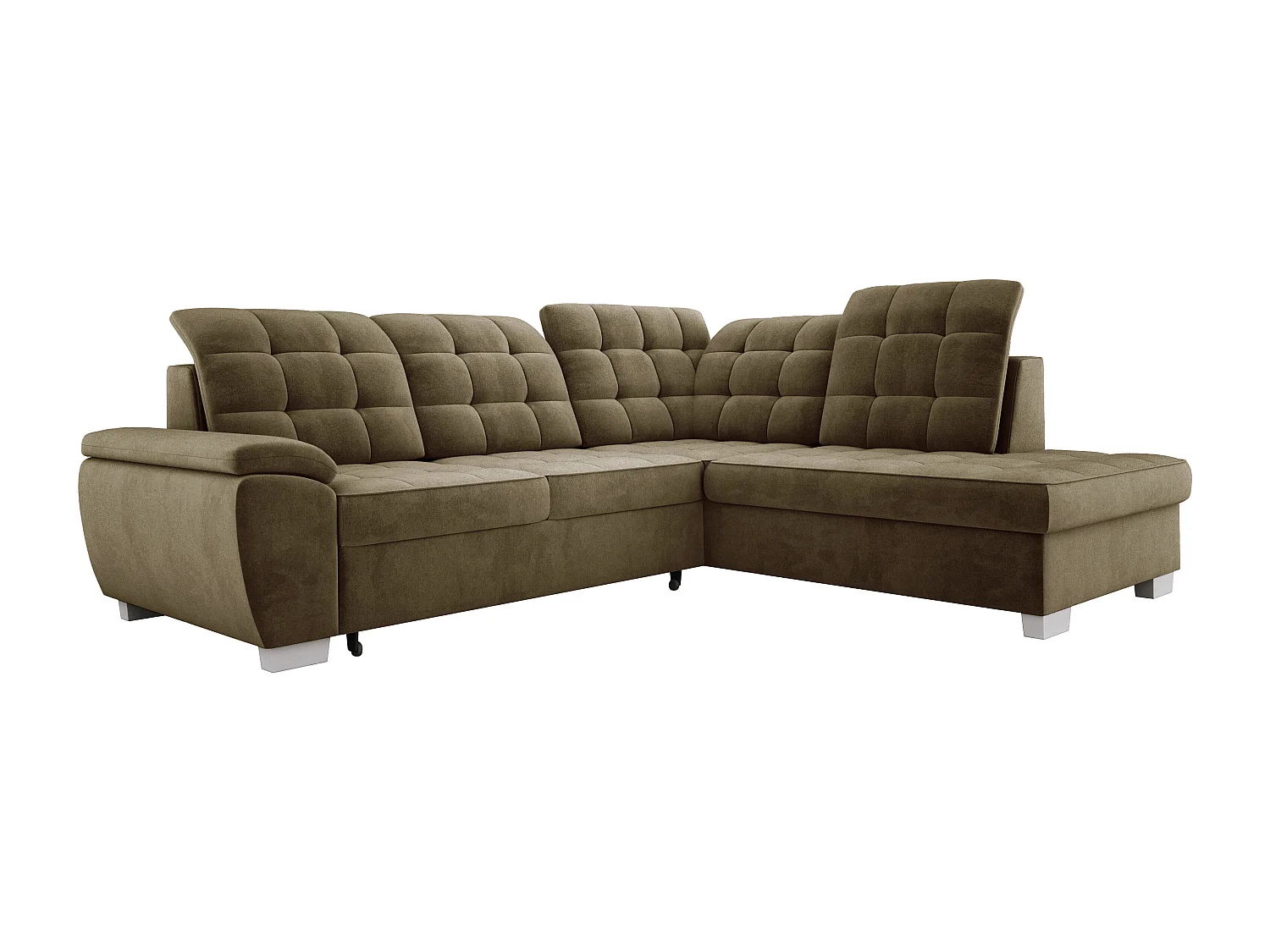 Hoekbank LOTTA in stof SALVADOR, familiebank, praktische opbergbox, hoogwaardige afwerking, 258x212 cm, rechte hoek, GROEN