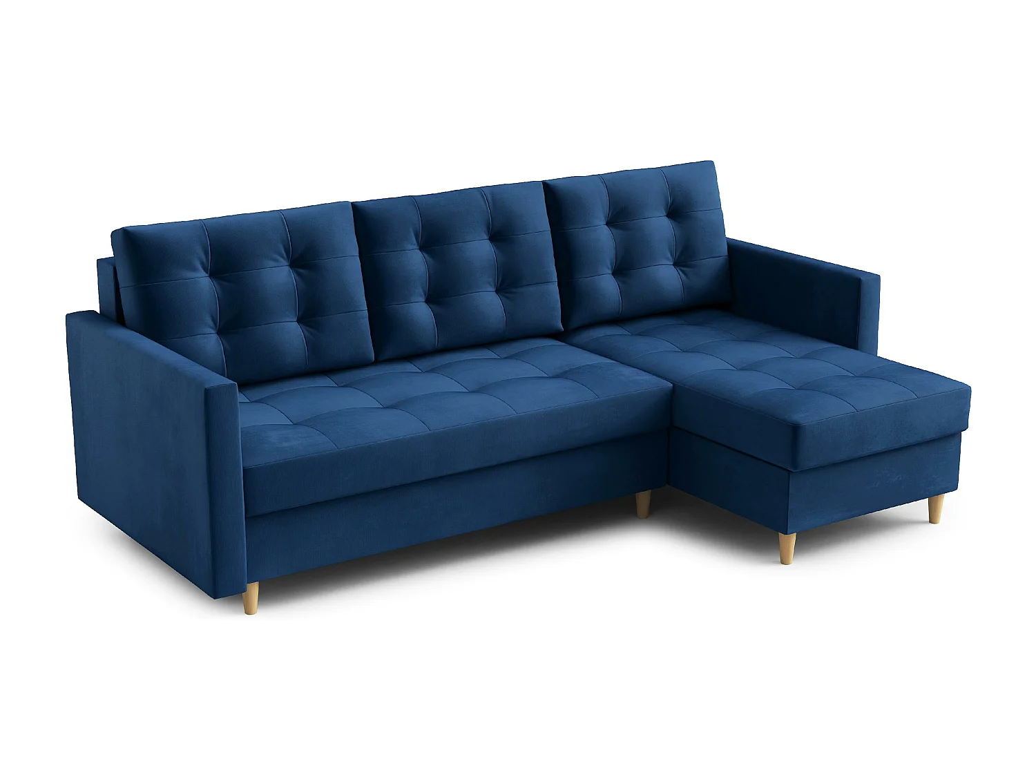 Hoekbank DIVO met slaapfunctie, 224x103 cm, elegant design, hoogwaardige materialen, kleur donkerblauw, rechts