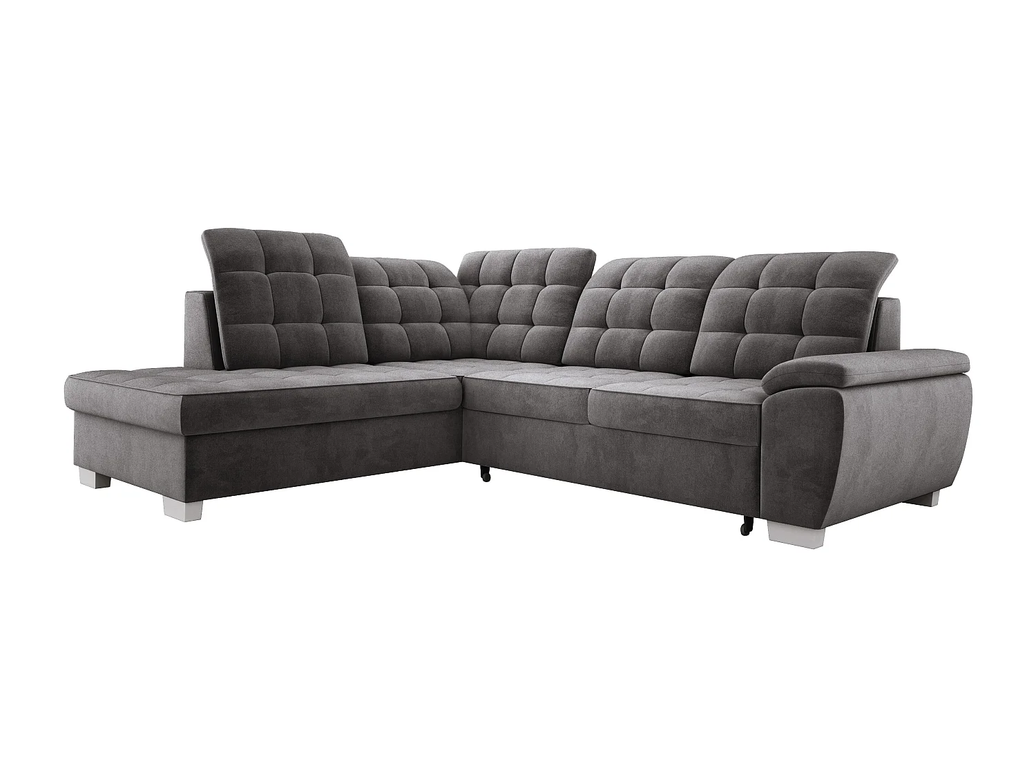 Hoekbank LOTTA in stof SALVADOR, familiebank, praktische opbergbox, hoogwaardige afwerking, 258x212 cm, rechterhoek, DARK GREY