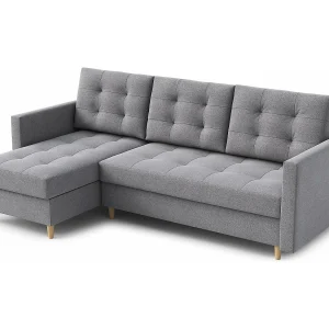 Hoekbank DIVO met slaapfunctie, 224×103 cm, elegant design, hoogwaardige materialen, kleur grijs, links Hoekbank DIVO met slaapfunctie, 224×103 cm, elegant design, hoogwaardige materialen, kleur grijs, links