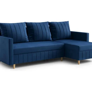 Hoekbank FOX met elegant design, 224×103 cm, comfortabel, slaapfunctie, kleur donkerblauw, rechts