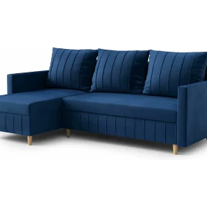 Hoekbank FOX met elegant design, 224×103 cm, comfortabel, slaapfunctie, kleur donkerblauw, links