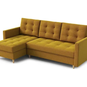 Hoekbank DIVO met slaapfunctie, 224×103 cm, elegant design, hoogwaardige materialen, kleur bruin, links Hoekbank DIVO met slaapfunctie, 224×103 cm, elegant design, hoogwaardige materialen, kleur bruin, links